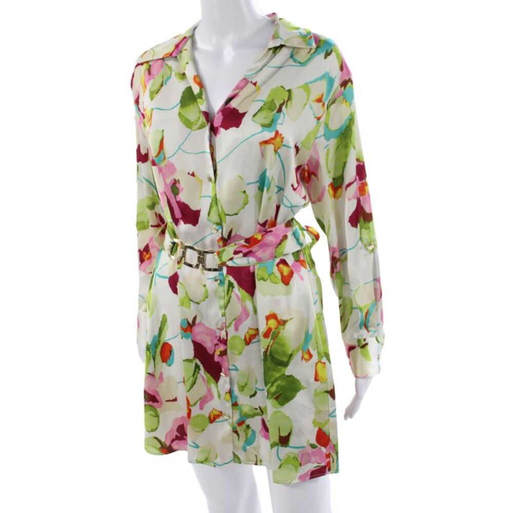 Zara Women Multicolor Floral Shirt Dress Collared Long Sleeve Above Knee Size S - Picture 2 of 6